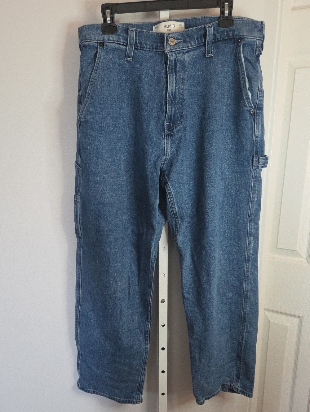 Hollister Medium Wash Baggy Carpenter Jeans Mens W32 Hammer Loop Skater Y2K